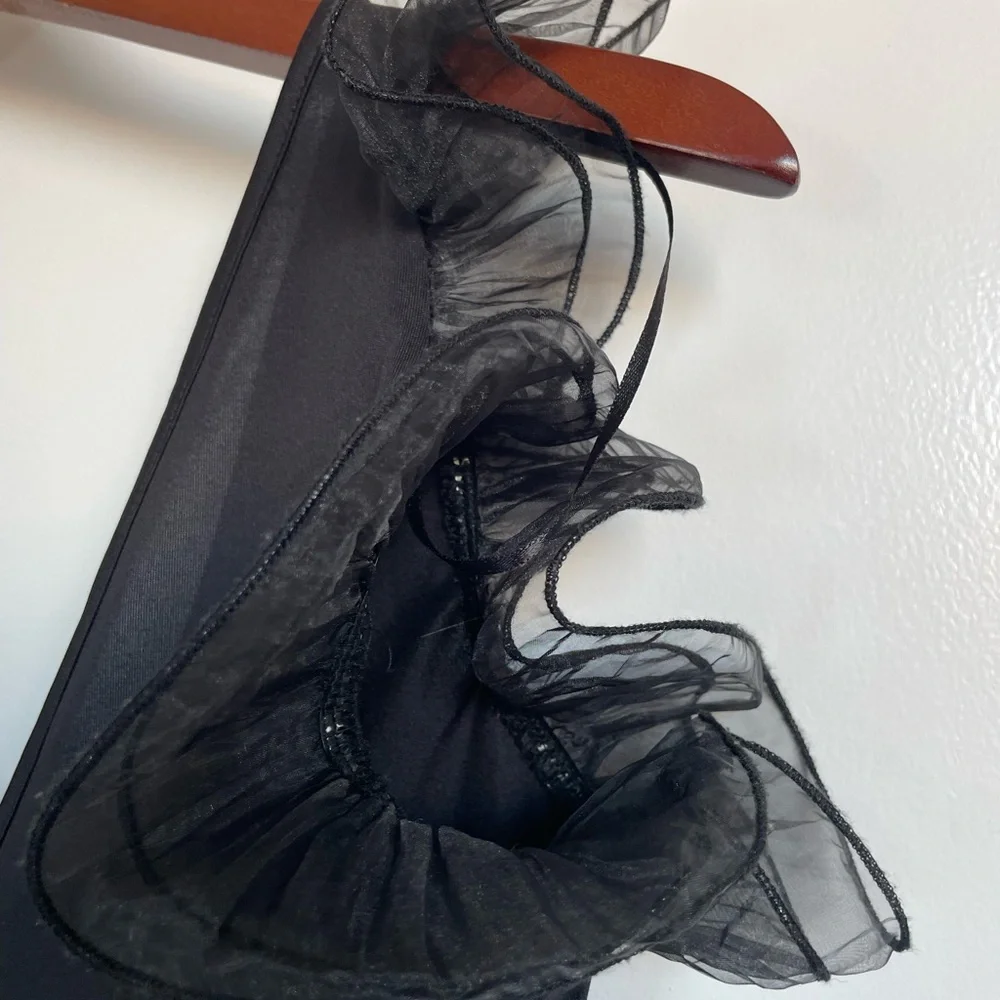 Zara Black Organza Thong Bodysuit Size Small - Picture 6 of 9